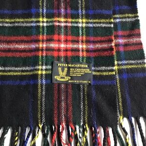 Peter MacArthur scarf Stewart Tartan  plaid merino & cashmere made in Scotland
